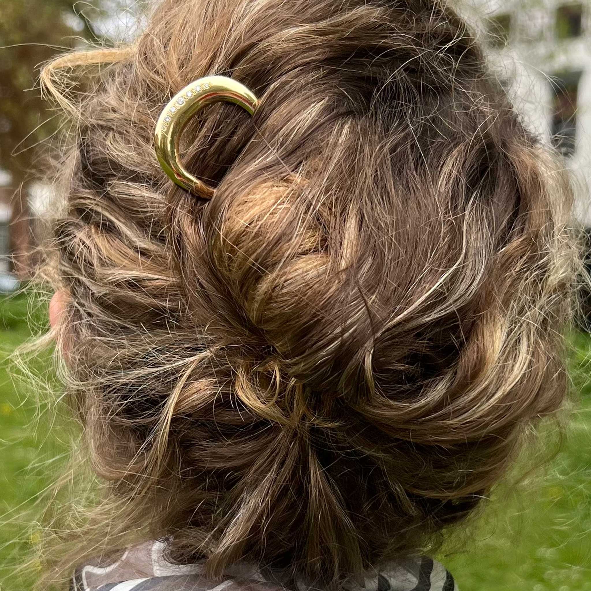 Wave Hairpin in Gold Vermeil and Lab-Grown Diamonds